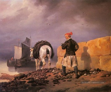 Un pêcheur en train de sortir Horace Vernet Peinture à l'huile